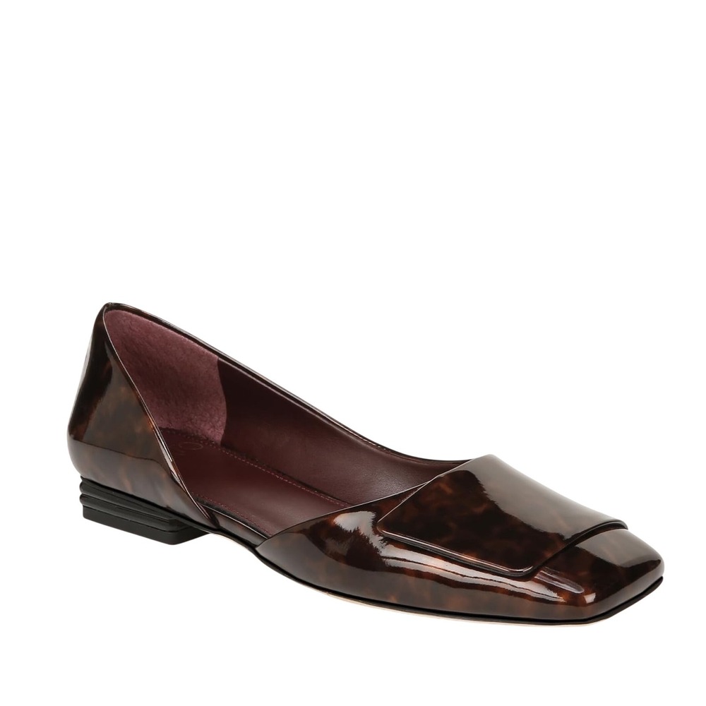 Franco Sarto Tracey Tortoise Patent D'Orsay Square Toe Flats 9M